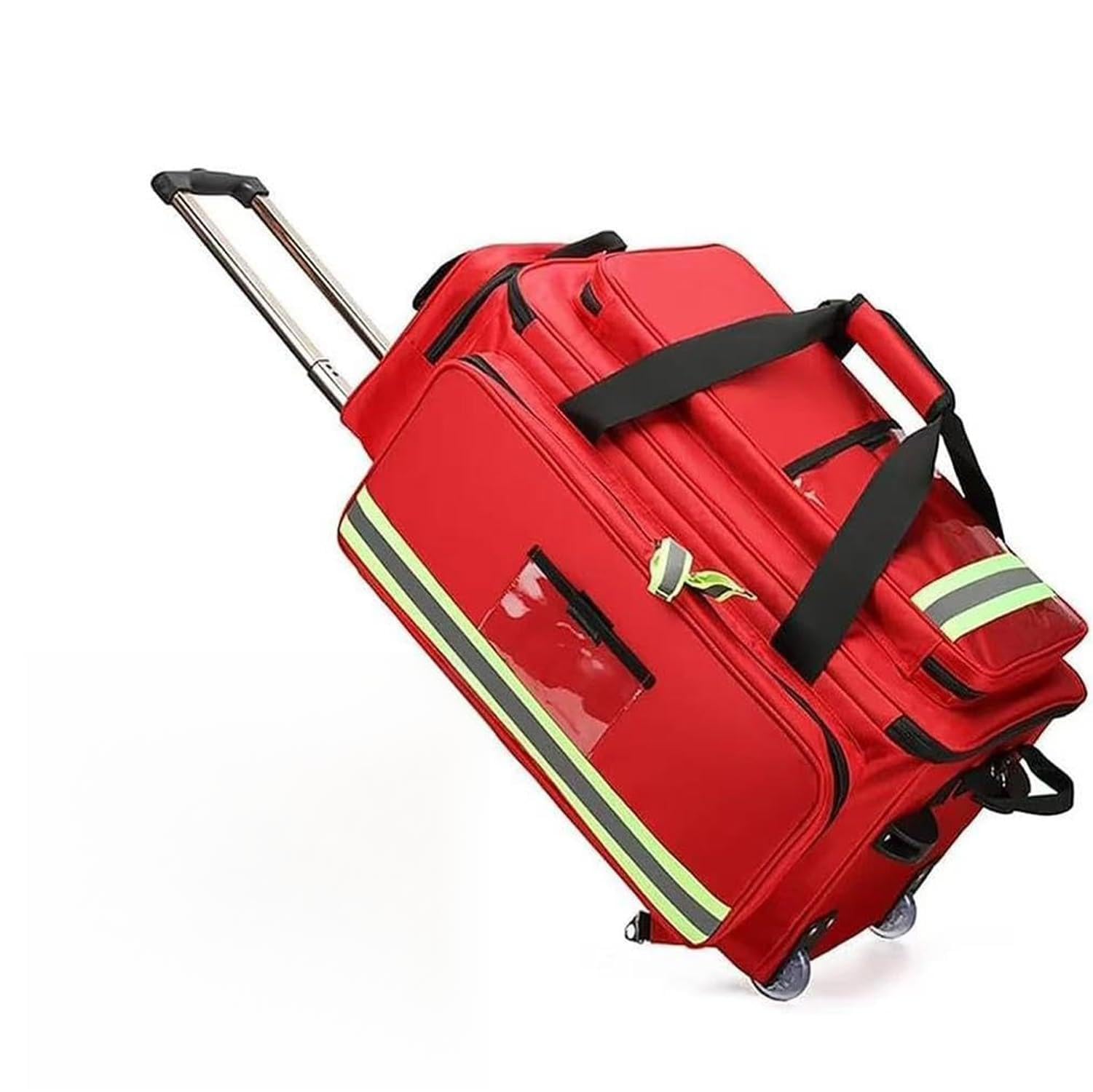 Botiquín de primeros auxilios portátil for exteriores, botiquín de primeros auxilios con ruedas, compartimentos extraíbles y varilla telescópica, Peso 5 kg, for viajes y excursiones