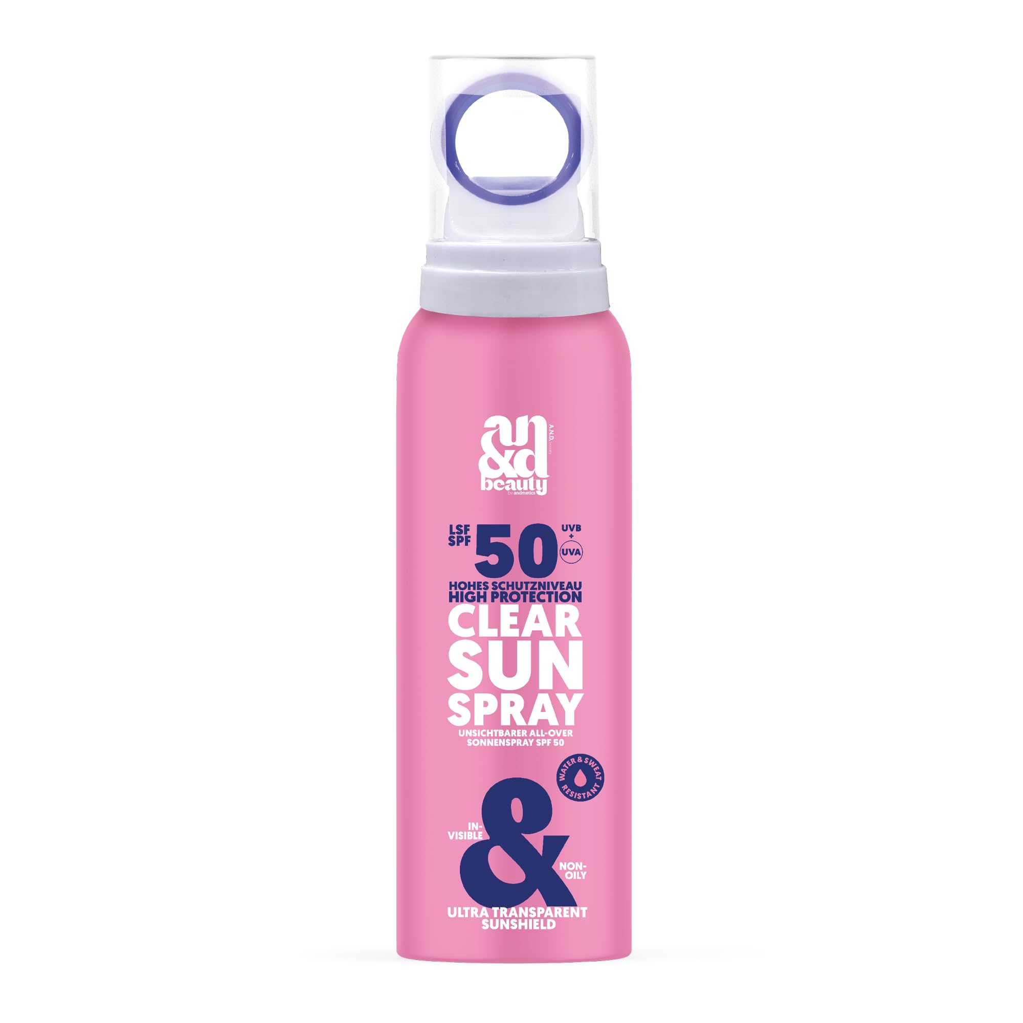 Andbeauty Clear Sun Spray Spf 50 - Spray Trasparente Per La Cura Del Sole Per Viso E Corpo, Protezione Solare Invisibile, Ultraleggero E Non Grasso, Non Necessita Di Sfregamento, 100 Ml, Vegan & Clean-image