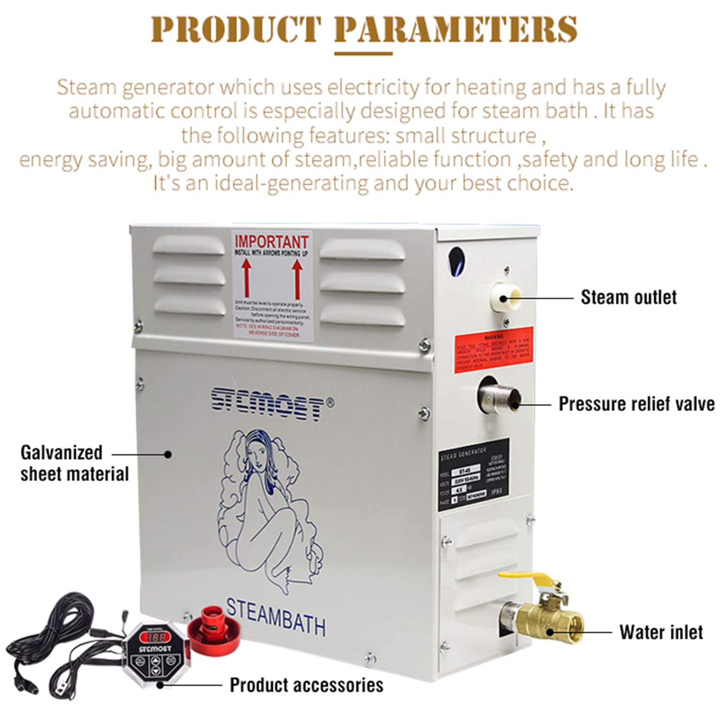Generatore di Vapore per Sauna Bagno Turco 3kW-21kW 3-20m³ Regolatore Temperatura Timer 220V