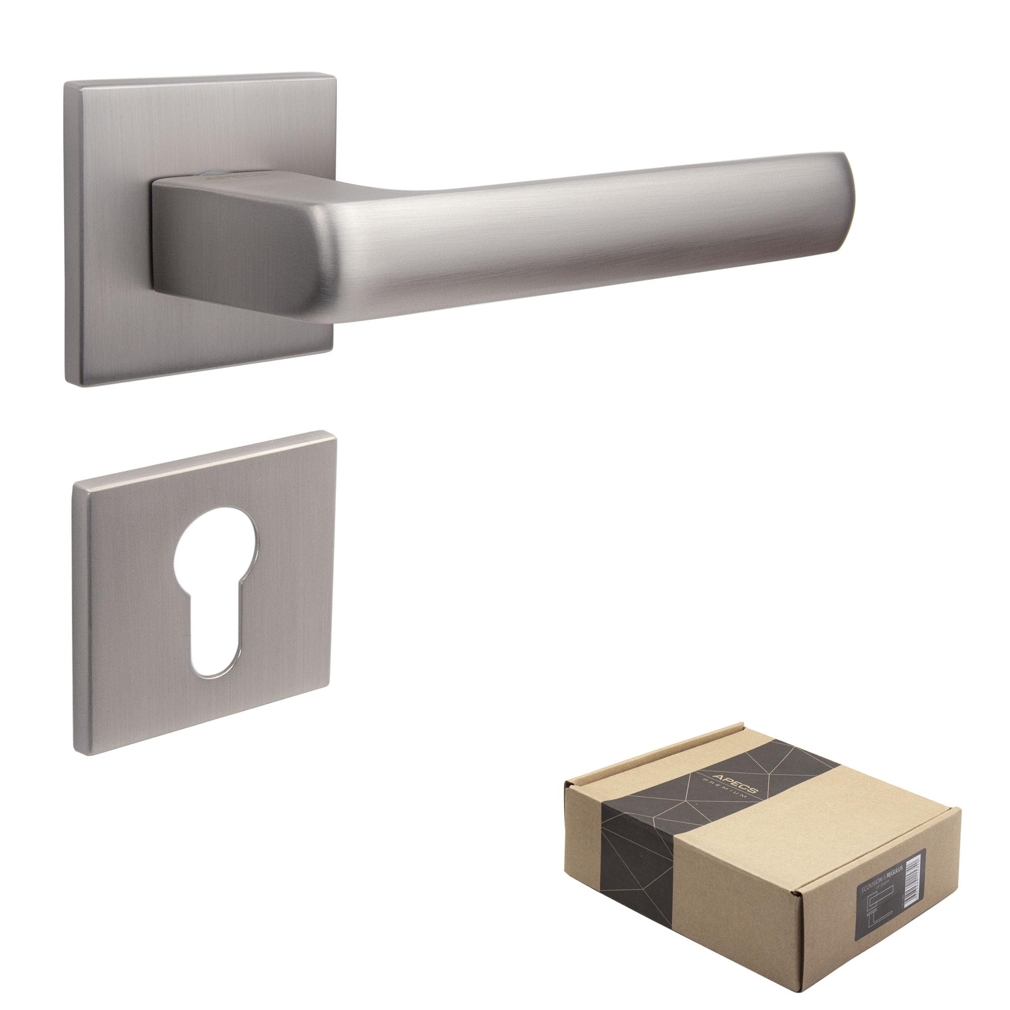 APECS AVIOR PZ - Maniglia per porte interne, moderna, per porta interna, con rosette quadrate, maniglia opaca con materiale di fissaggio