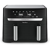 Moulinex Dual Easy Fry, Friggitrice ad Aria con Doppio Cestello XL, 8.3 L, 2.2Kg, Capacità fino a 6-8 Persone, Doppia Resistenza Superiore, 7 Programmi, App Ricette, Lavabile in Lavastoviglie, EZ9018