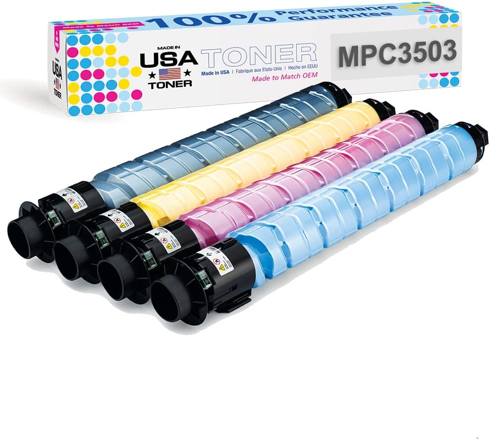 MADE IN USA TONER Compatible Replacement for Ricoh MP C3003 MP C3004 MP C3504 MP C3004ex MP C3504ex, 841813, 841817, 841816, 841820, 841814, 841818, 841815, 841819 (CMYK, 4 pk)