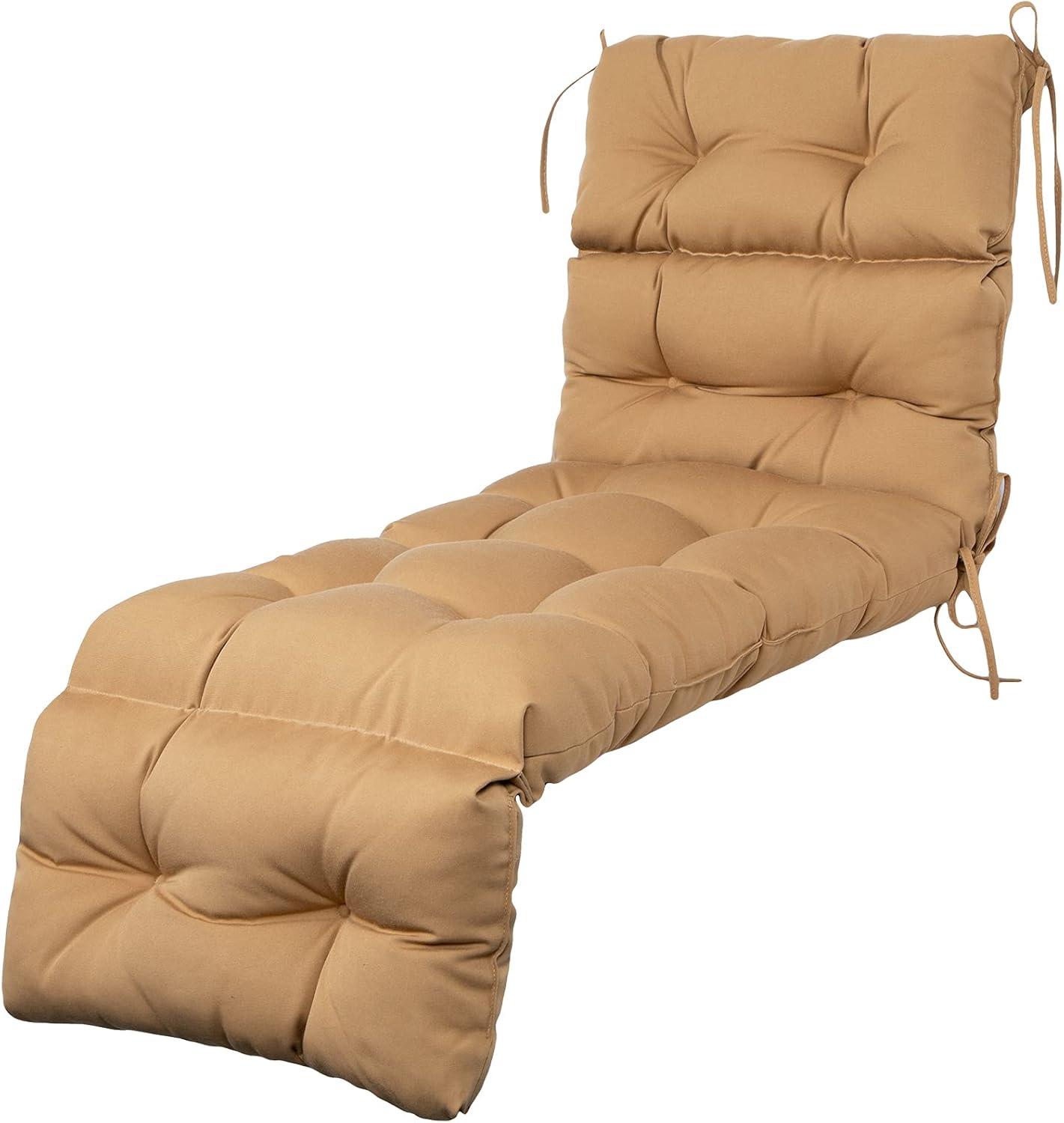 ARTPLAN Outdoor Chasie Lounge Tufted Thick Cushion with Ties,Replacement Wicker Chair Cushion for Paito Fruniture,72x22x4inches,All Weather,Invisible Green