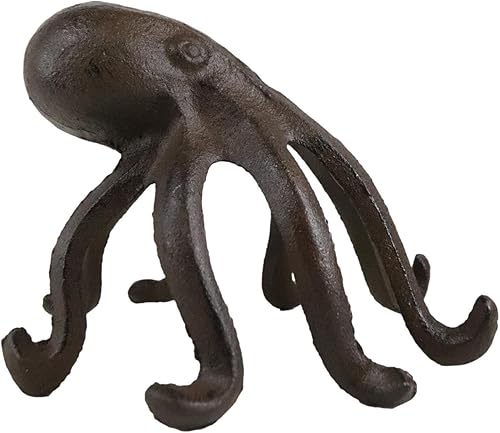 Miniatura 3 de Ebros Gift Figura decorativa de pisapapeles de hierro fundido náutico, pulpo de mar gigante de pie sobre las 8 patas de tentáculo, 6 pulgadas de