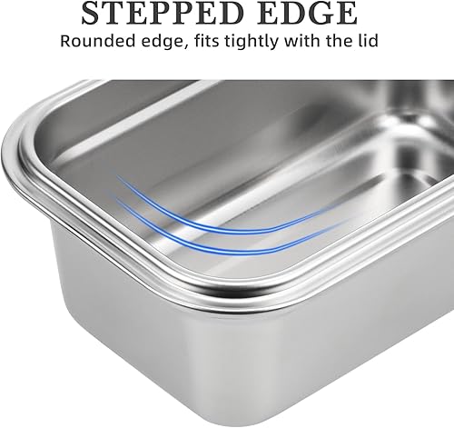 Miniatura 3 de Hemoton Recipientes de almacenamiento de helado reutilizables con tapas de acero inoxidable para guardar alimentos, caja de congelador, tina de