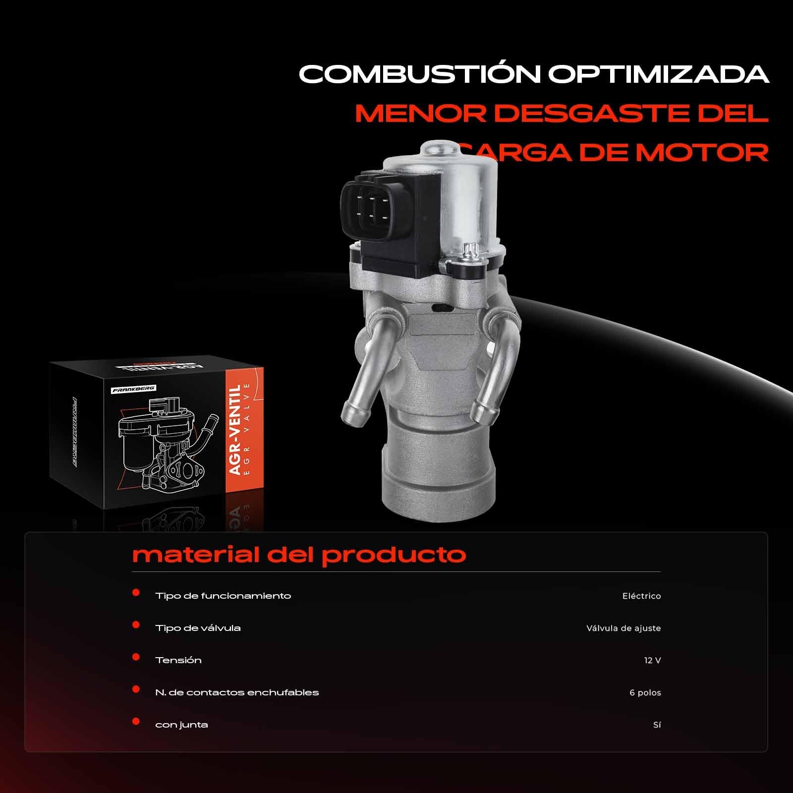 Frankberg Válvula EGR de 6 Polos 25620-27080 | Compatible con A.v.e.n.s.i.s Verso M2, R.A.V 4 II A2, Previa R3