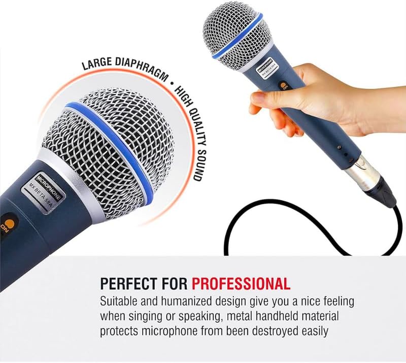 Drumstone 𝟭𝟱 𝗬𝗘𝗔𝗥𝗦 𝗪𝗔𝗥𝗥𝗔𝗡𝗧𝗬 Professional Dynamic Vocal Microphone with Clip Mount, Multi-Purpose Mic, Singing Mic for Studio, Voice Recording Karaoke Mic