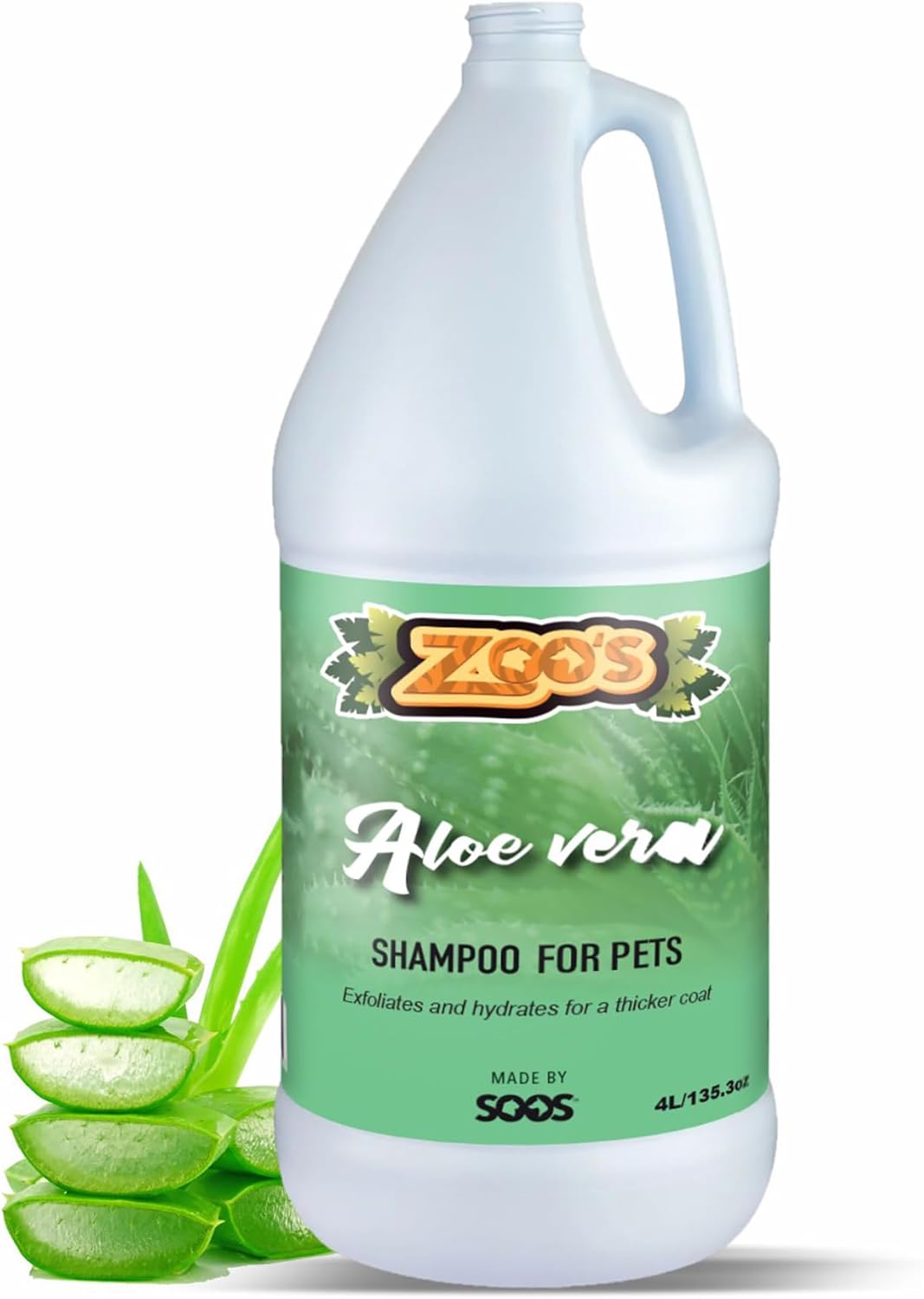 Zoo’s Aloe Vera Pet Shampoo Moisturize Skin Fast Absorbing Reduce Odors for Dog and Cat (4L / 1.32 gal)