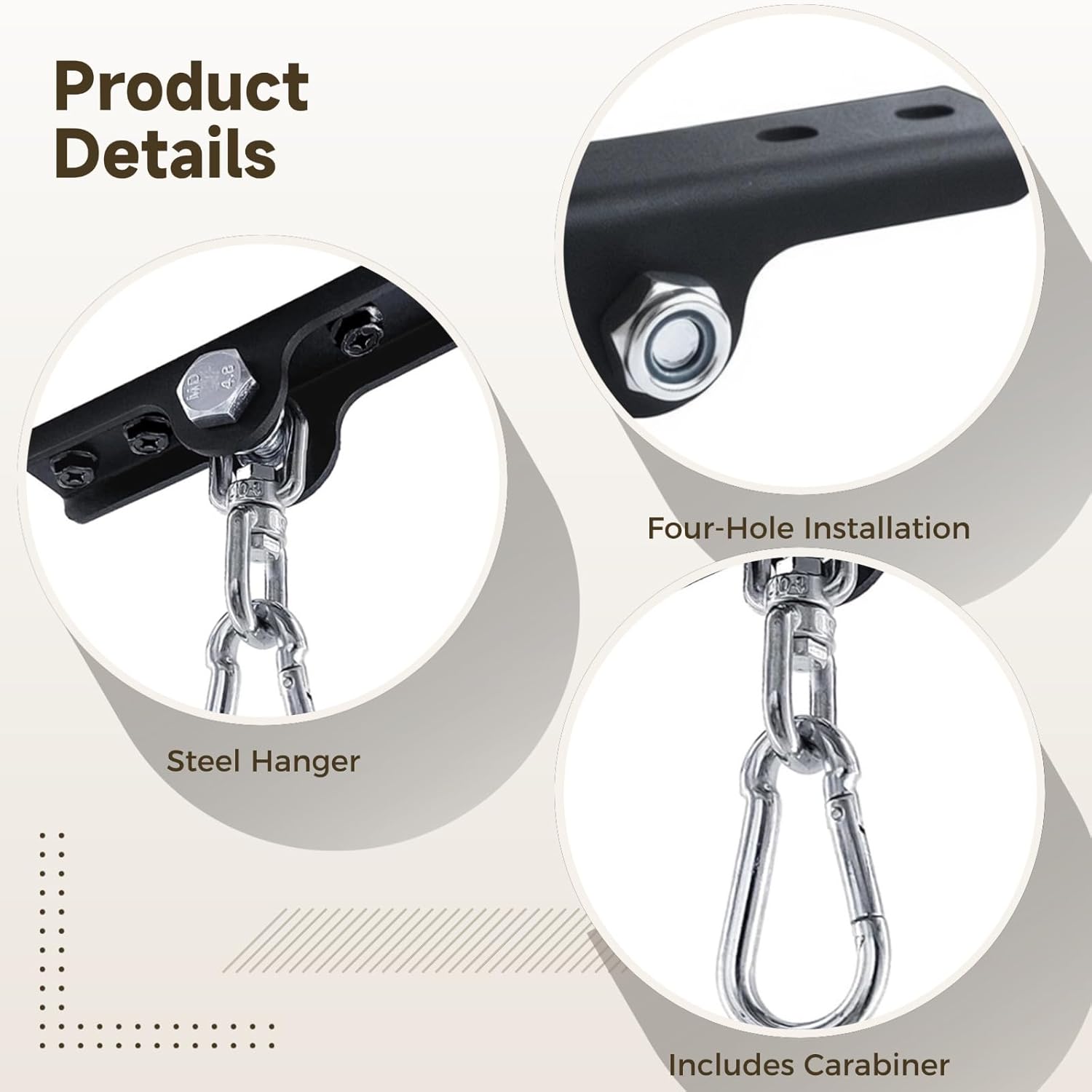 360° Punching Bag Mount, Heavy Bag Steel Hanger, Boxing Ceiling Mount, Includes Carabiner, Plate 5 X 1.26 In, For Mma, Muay Thai, Boxing