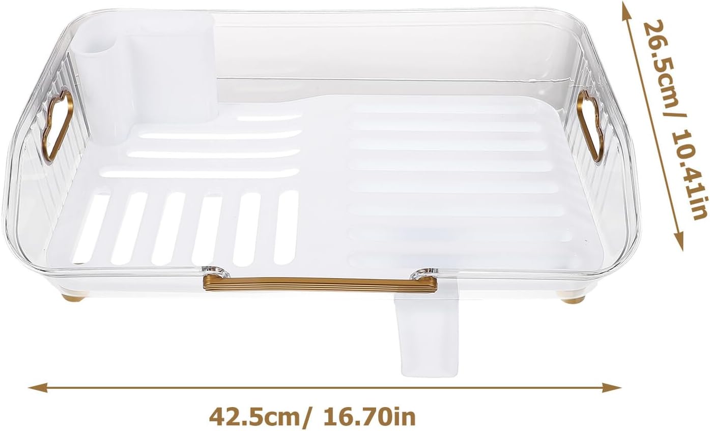 Zerodeko Dish Draining Rack and Dish Drying Rack Plastic Kitchen Counter Tableware Holder with Drainboard for Sink Organization