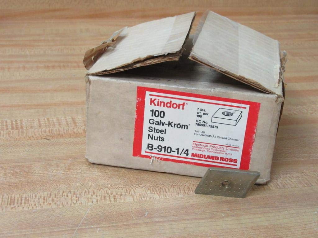 Kindorf B-910-1/4 Galv-Krom Steel Nuts B91014 (Pack of 100)