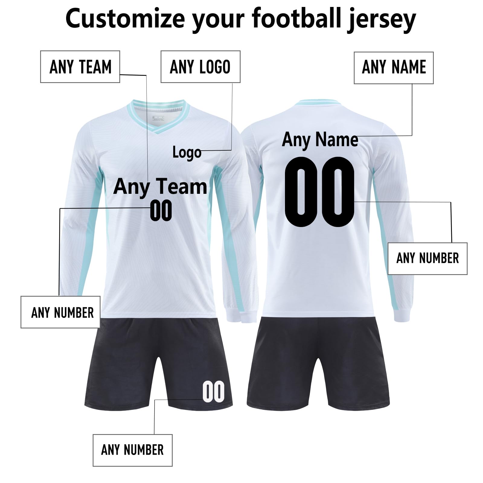 Customized soccer jerseys Long Sleeve Soccer Shirt Kit Tracksuit Training for Boys Girls 2-Pack (Red)