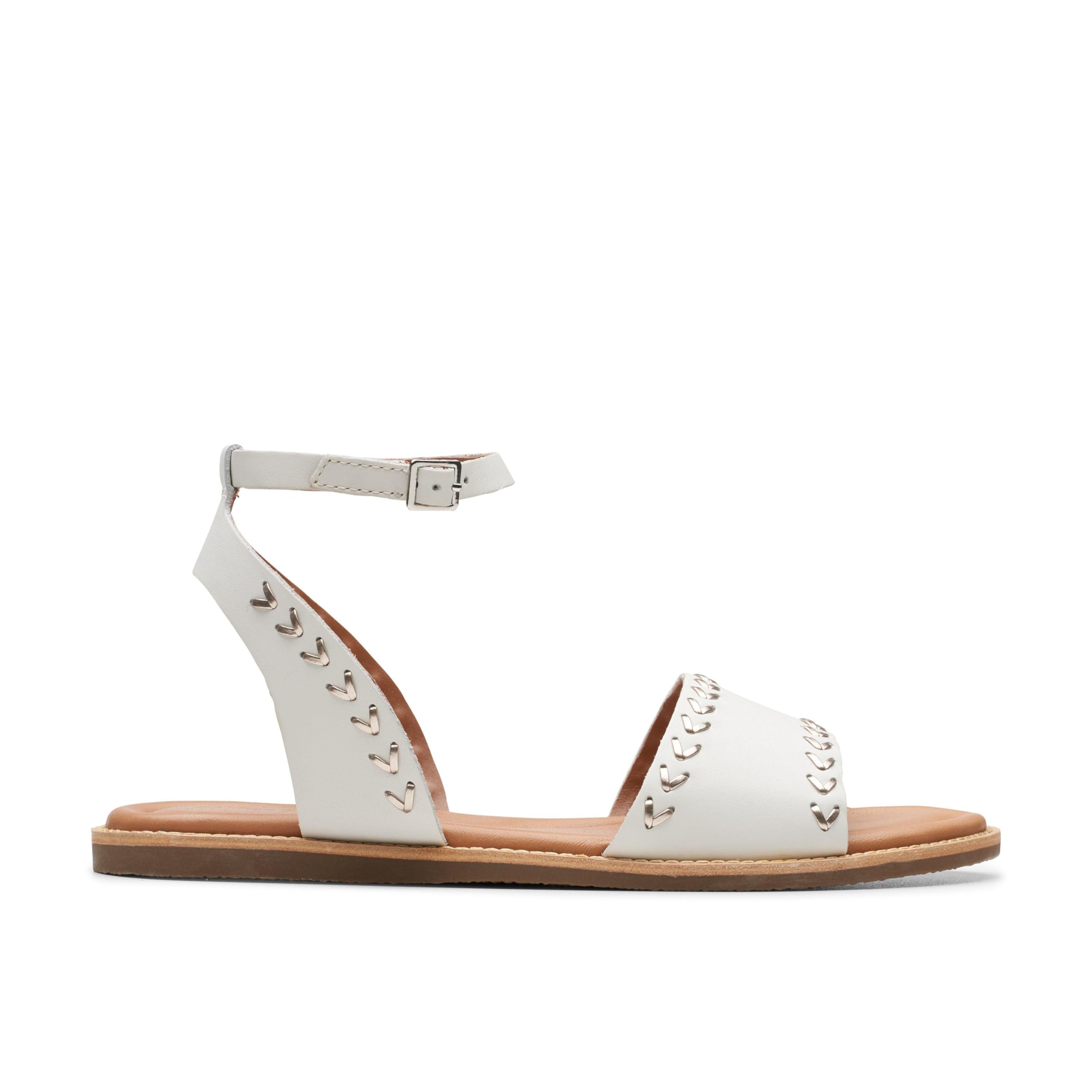 Clarks Women's Maritime May Sandal, Off White Lea, 4.5 UK