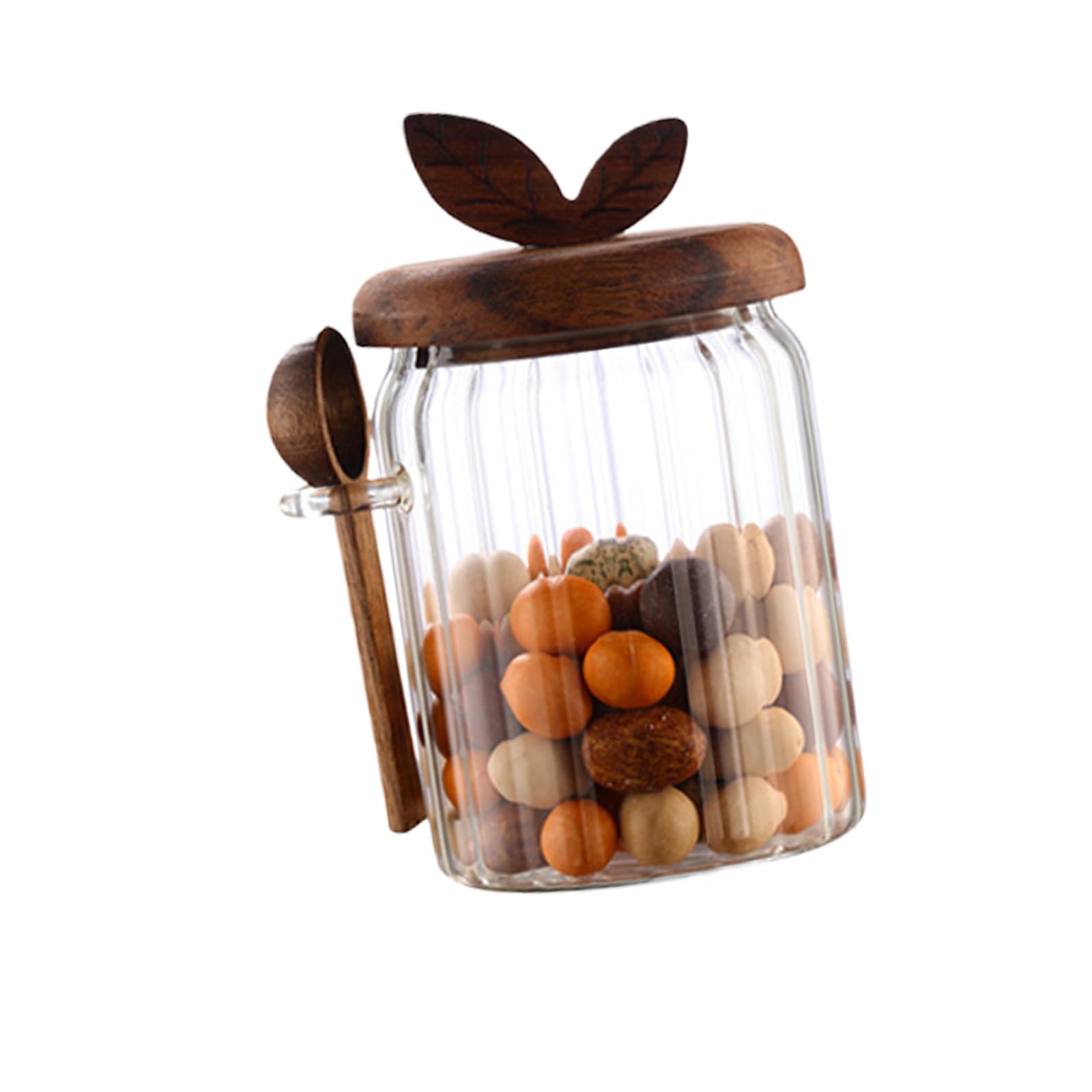 APGLSXY Sealed Glass Container with Spoon Shatter Resistant Glass Sealed for Food Freshness Home and Offices Storage Decorative Stripe Borosilicate Jar