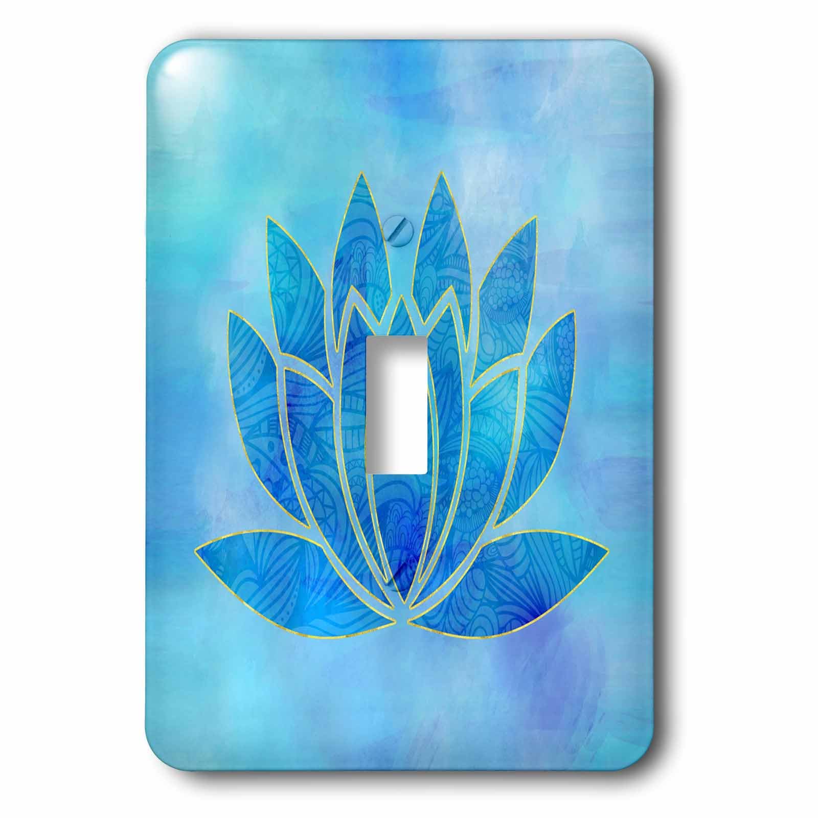 Interrupteur lotus bleu aquarelle déco nature pour salon