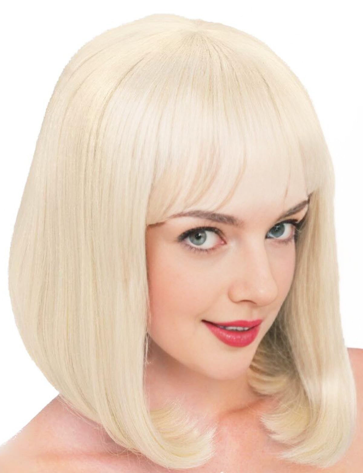 PARXITN Bob Perücke mit Pony Blond Perücke 28cm Synthetikhaa
