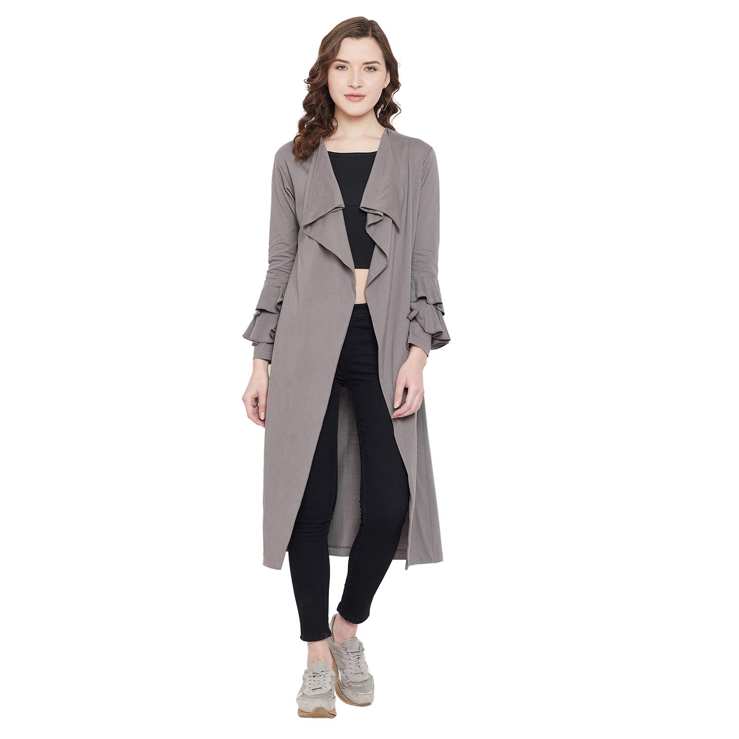 hypernation Grey Color Women's Cotton Shrug(HYPW03139)-picture-11