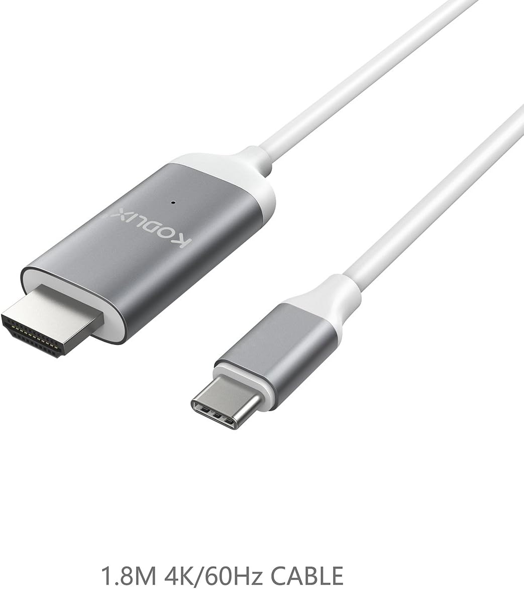 KODLIX 40D High-Speed USB-C to HDMI Cable 4K Ultra HD Type C to HDMI 4K@60Hz Plug & Play Support MacBook, ChromeBook, Samsung, USB-C Devices etc. -1.8m/6 Feet