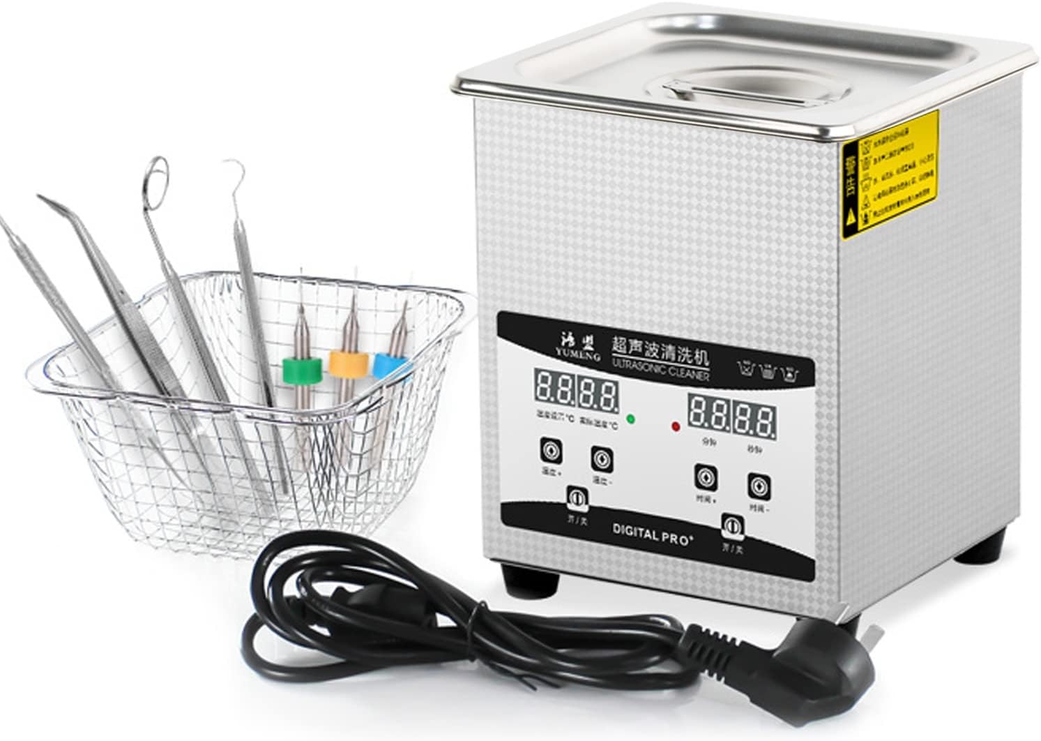 Ultrasound Cavitation Machine 2L Ultrasonic Jewelry Cleaner with Digital Timer for Cleaning Denture,Parts,Dental Tool,Lab Tool, 60W Digital Ultrasonic Parts Cleaner