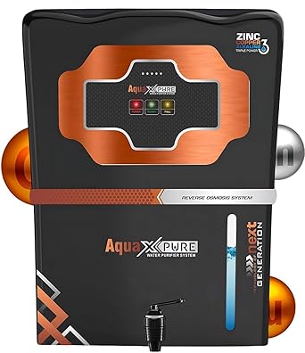 Aqua X Pure Black Series Premium RO+UV+UF Water Purifier | Copper & Zinc Mineral Technology | Smart TDS Controller | 12L Large Storage Tank | 20 LPH High-Performance Purification | 1-Year Warranty*.