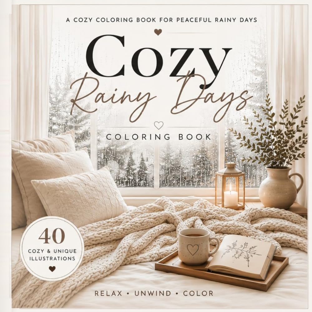 Cozy Rainy Days: A Cozy Rainy Coloring Book for Adults & Teens