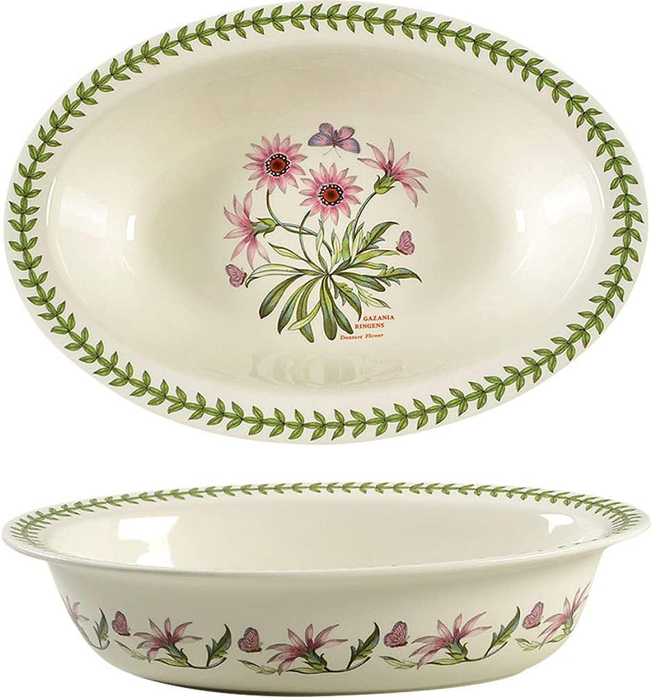 x Botanic Garden Oval Pie Dish - Elegant Porcelain Pie Dish, Suitable for Baking, Serving Pies, Tarts, Quiches, or Desserts, Durable and Stylish for Everyday Use or Entertaining