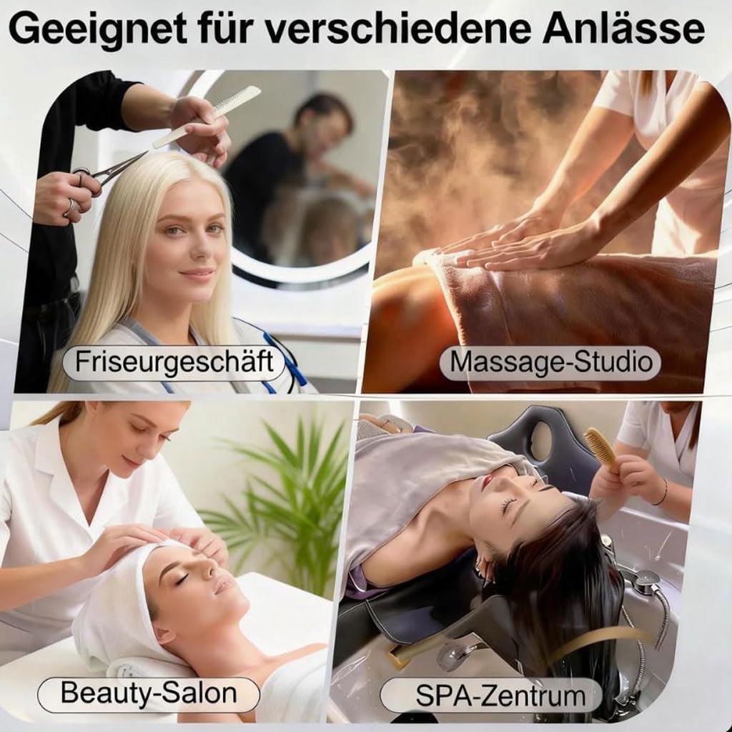 Head-spa dispositivo con cascata e massaggio idrojet – Vaschetta massaggiante professionale con cromoterapia a 7 colori, ideale per saloni, spa e casa (nero + affumicatore)