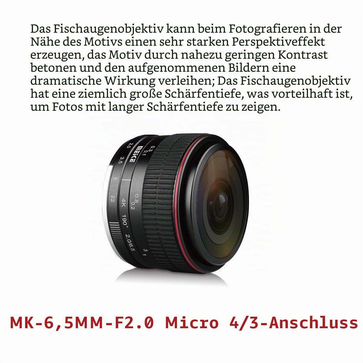 Meike MK 6,5 mm f/2.0 Objektiv Fisheye für olypums Panasonic Micro 4/3 Mount Cameras