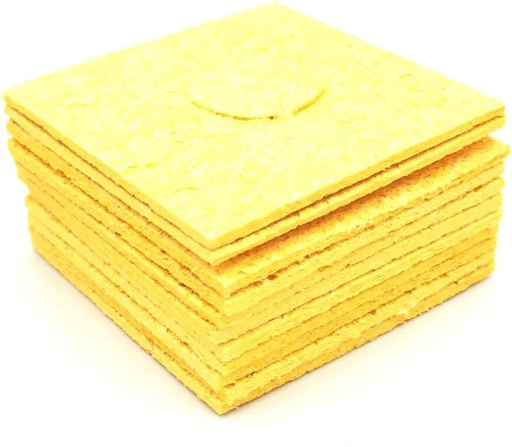 Arlent 10 Pcs Soldering Iron Cleaning Sponge Yellow 60mm x 60mm x 1.8mm