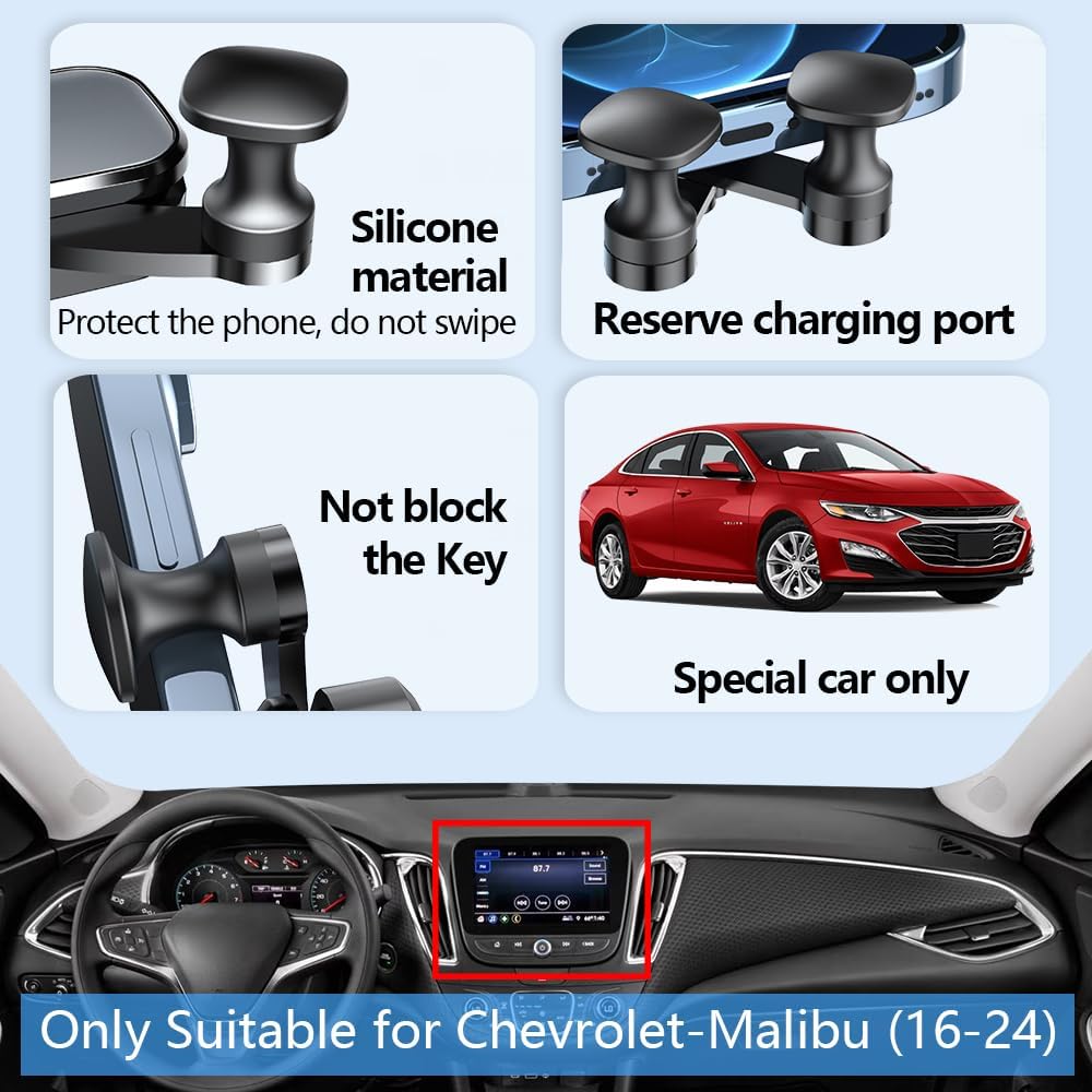 Car Phone Holder for Chevy Chevrolet Malibu 2016 2017 2018 2019 2020 2021 2022 2023 2024 Auto Accessories Navigation Screen Bracket Interior Decoration Mobile Cell Phone Mount