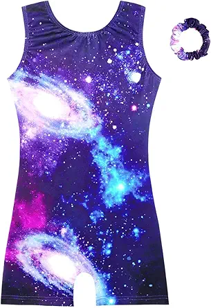 HOZIY Gymnastics Leotards for Girls with Shorts Biketards Dance Tumbling Outfits Matching Scrunchies 1-12 Years Old