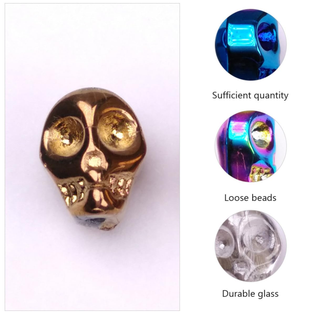 Abaodam 400 Stück Leichte Glasperlen in Totenkopfform für Selbstgemacht Schmuckherstellung Handliche Dekorative Perlen als Zubehör für Armbänder und Weihnachtsbasteln Zufällige Farbe