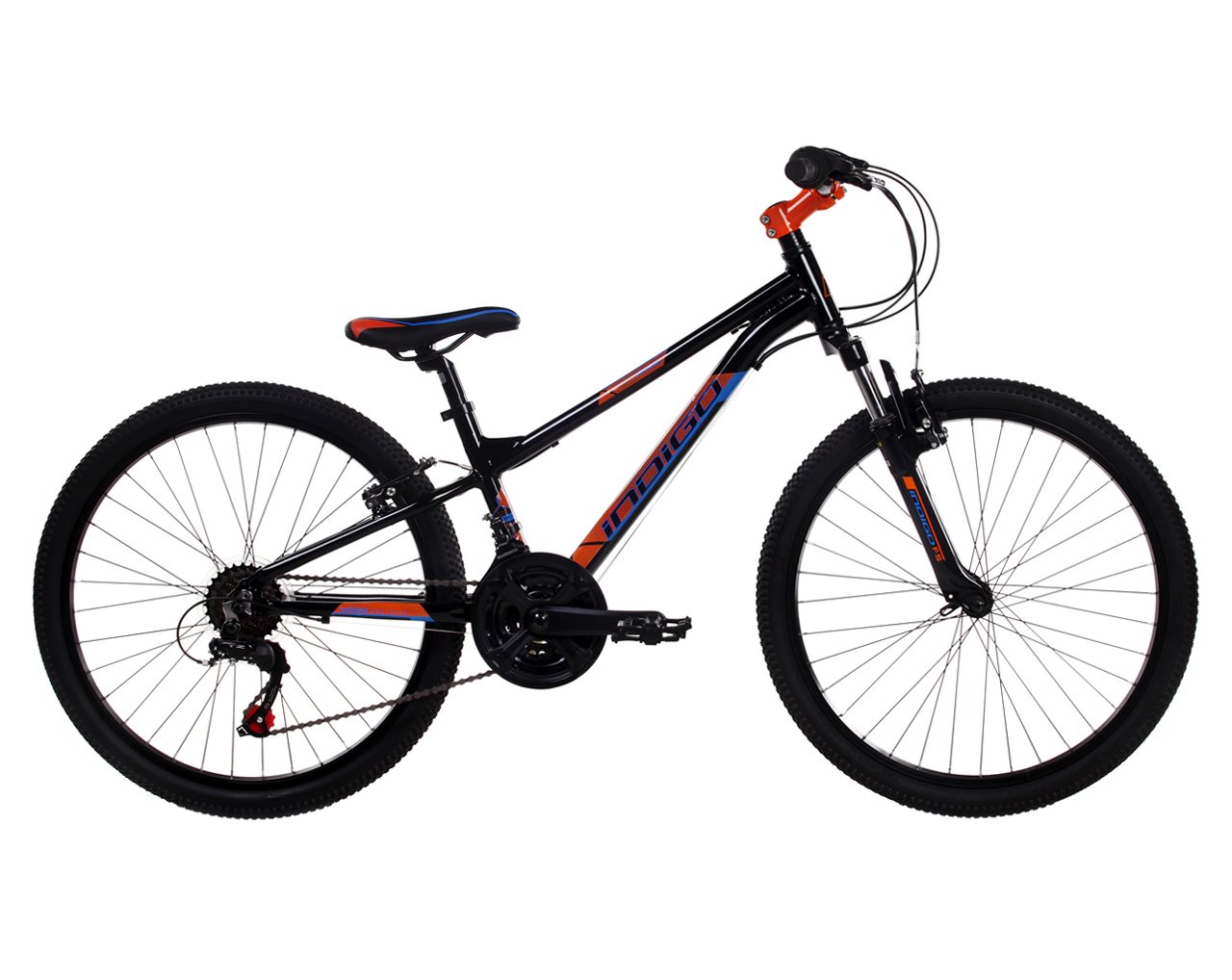 Indigo Havoc, Boys Mountain Bike, 18 Speed, 24 Inch Wheel, Black / Orange