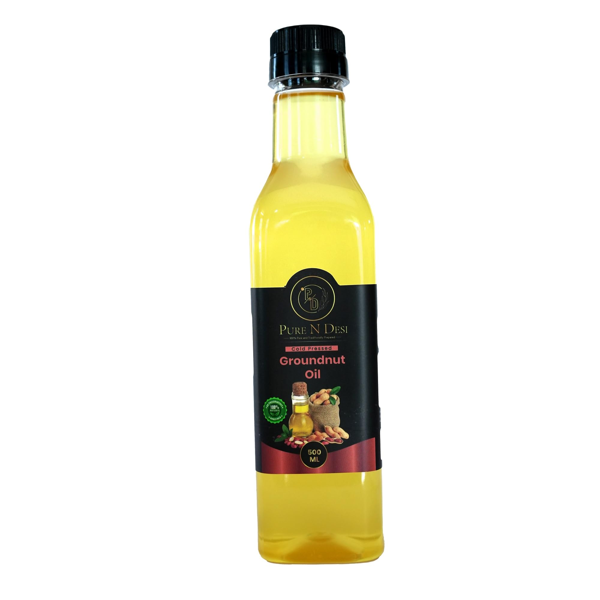 PURE N DESI Cold Pressed Groundnut Oil | Peanut Oil Cold Pressed 500ml | Mungfali Ka Tel | Kachi Ghani Groundnut Cooking Oil 500 ML (B09C3SHQGN) Amazon Price History, Amazon Price Tracker