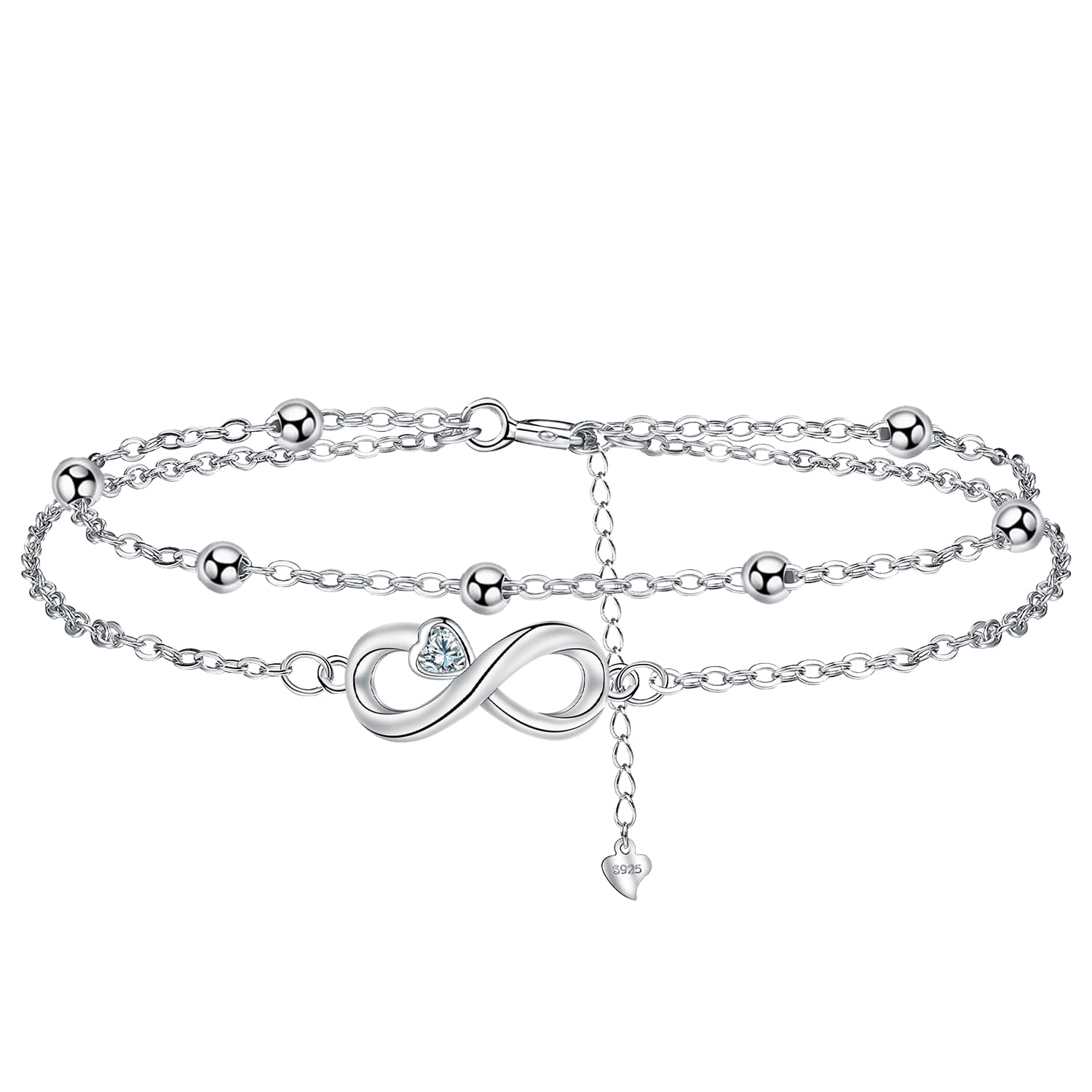Yinsen Pulseras para Mujer Plata de Ley 925 para Mujer con 3A Circonia Cúbica Pulsera,Ajustable 17+4cm Pulseras,Regalos para Mujeres