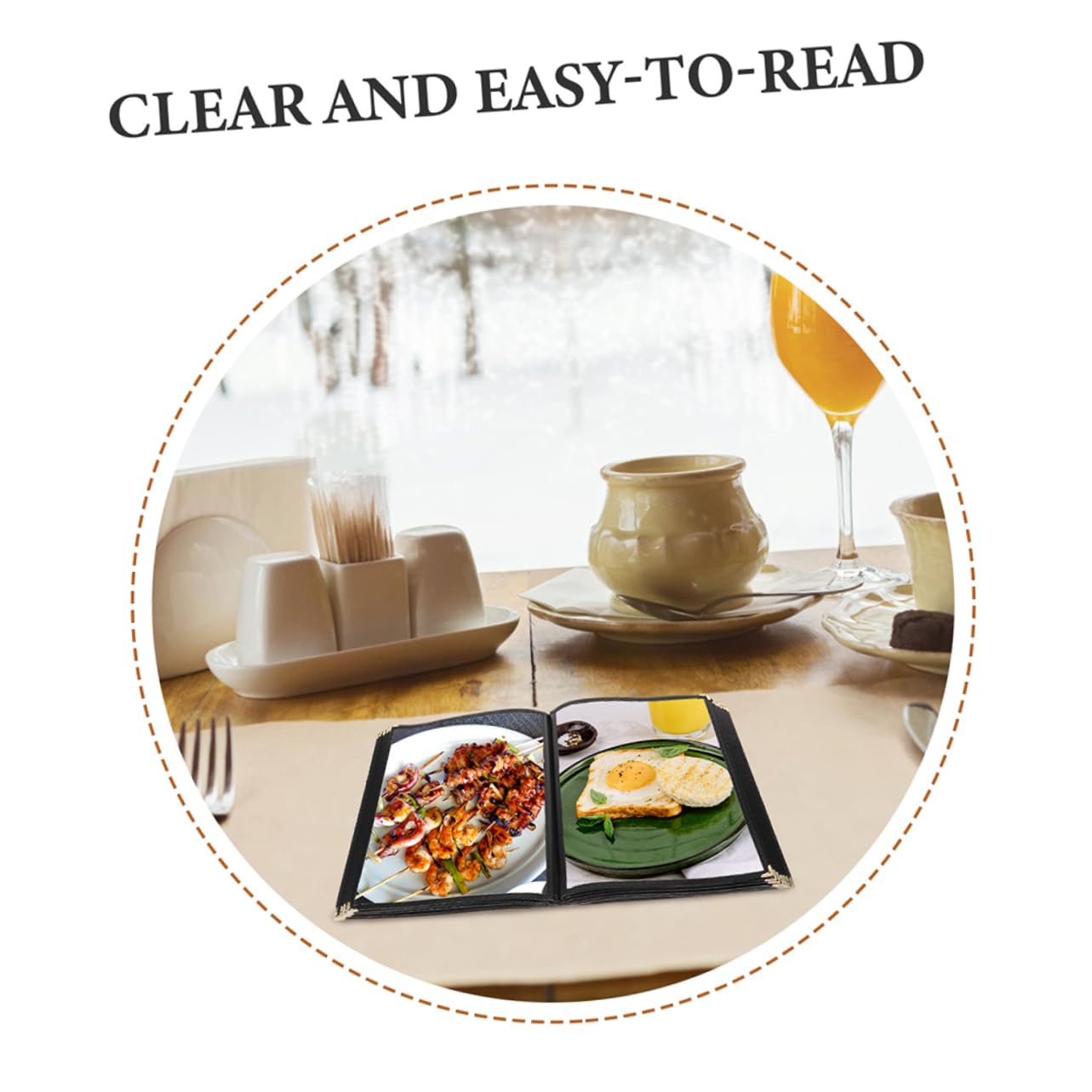Holibanna Carpeta de Menú de Páginas Transparente Soporte de Menú Resistente para Restaurantes y Cafés Diseño Elegante y Duradero Carpeta Organizada para Presentación de Comidas y Bebidas