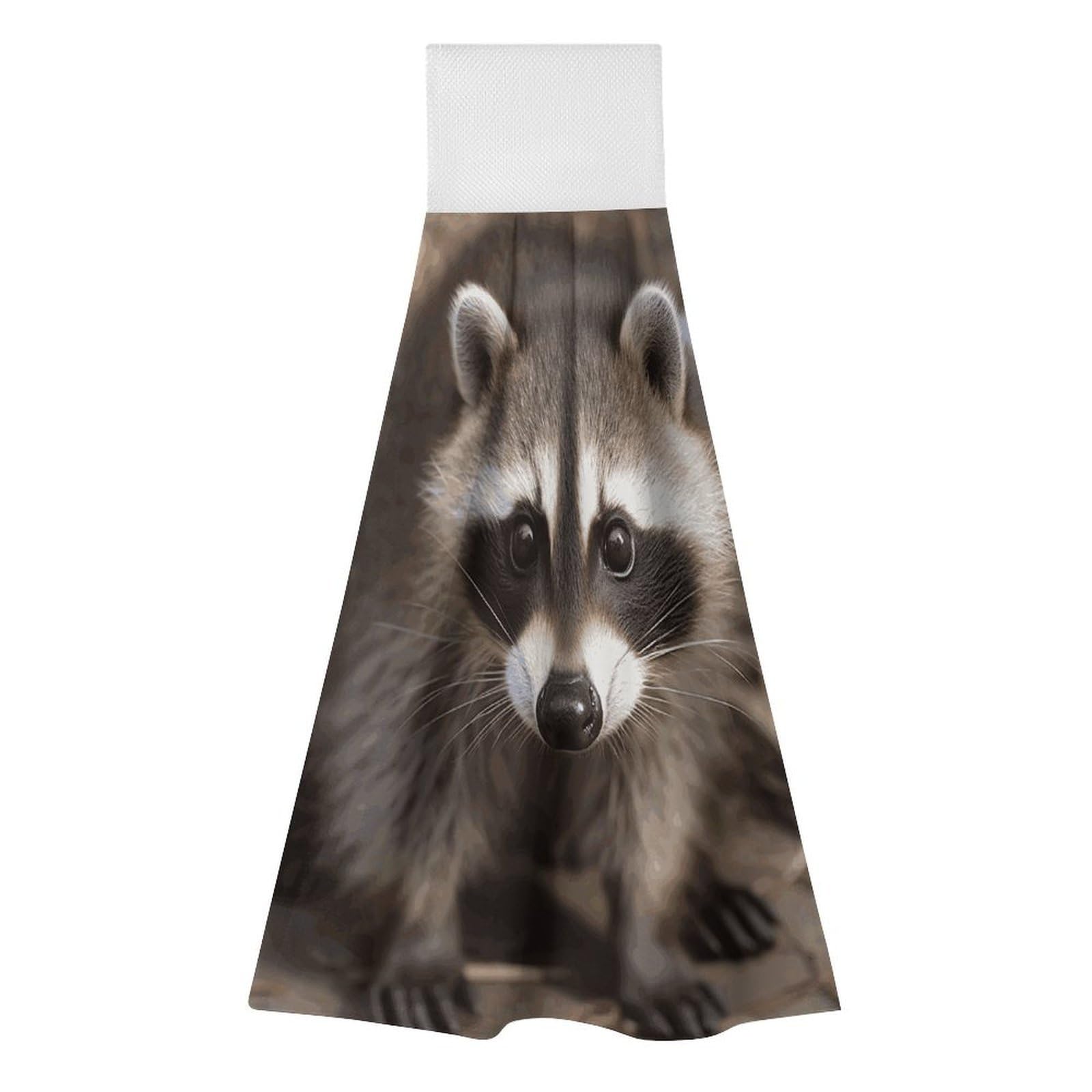 BTCOWZRV Cub Raccoon Hanging Kitchen Towels with Loop, 2 PCS Luxury Hand Towels for Bathroom, Soft Microfiber Absorbent Face Towels Quick Dry Cleaning Cloths for Kitchen Dish Towels
