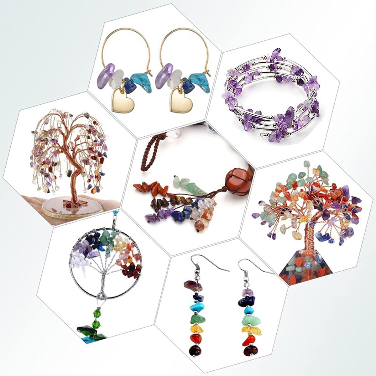Kit Creazione Gioielli Fai da Te con Pietre Preziose Naturali Set per Collane, Bracciali e Orecchini (1 Scatola con 15 Colori, Circa 980 Pezzi)