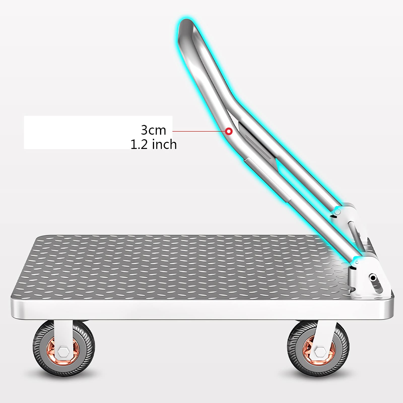 Carretilla de Panel Resistente, carretillas manuales, Carretilla de Empuje, Plataforma móvil de Acero Duradera, Carretilla Manual Plegable para fácil Almacenamiento y Ruedas giratorias de 36