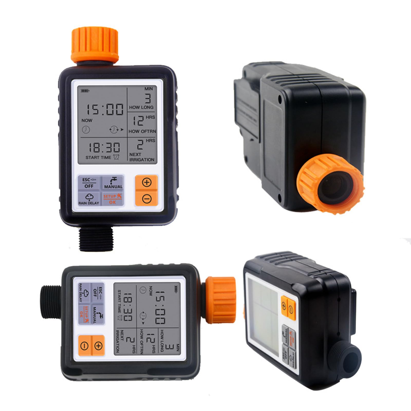 Greabuy Timer automatico per irrigazione delle piante con funzione di ritardo della pioggia, display LCD, alimentato a batteria, per interni ed esterni, irrigazione da giardino, attrezzi da