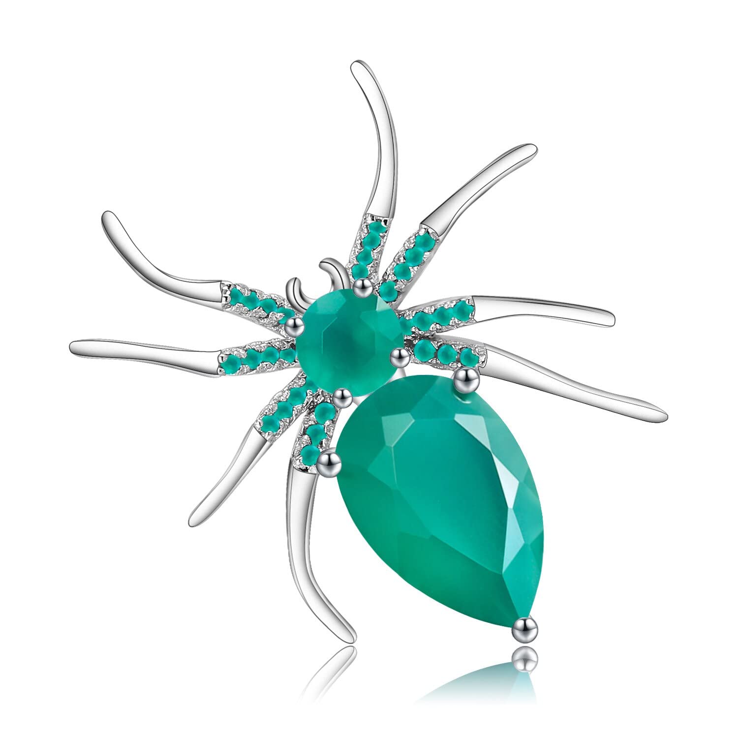S925 Argent Insecte Spider Collection Broche Naturel Coloré Trésor Topaze Pin Femmes Bijoux Badge Accessoires