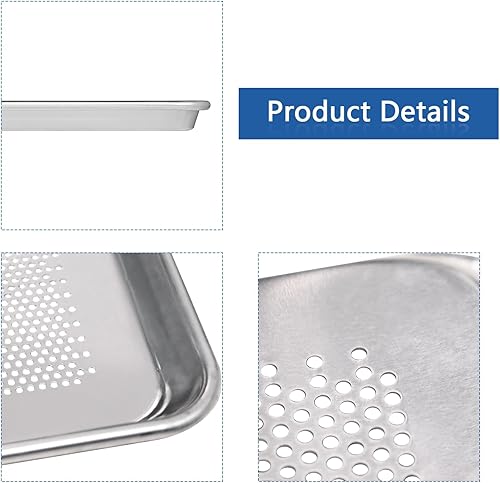 Miniatura 5 de HARDURA Bandeja perforada de aluminio para hornear de 18 pulgadas de largo x 13 pulgadas de ancho x 1 pulgada de alto, 6 paquetes, para horno en