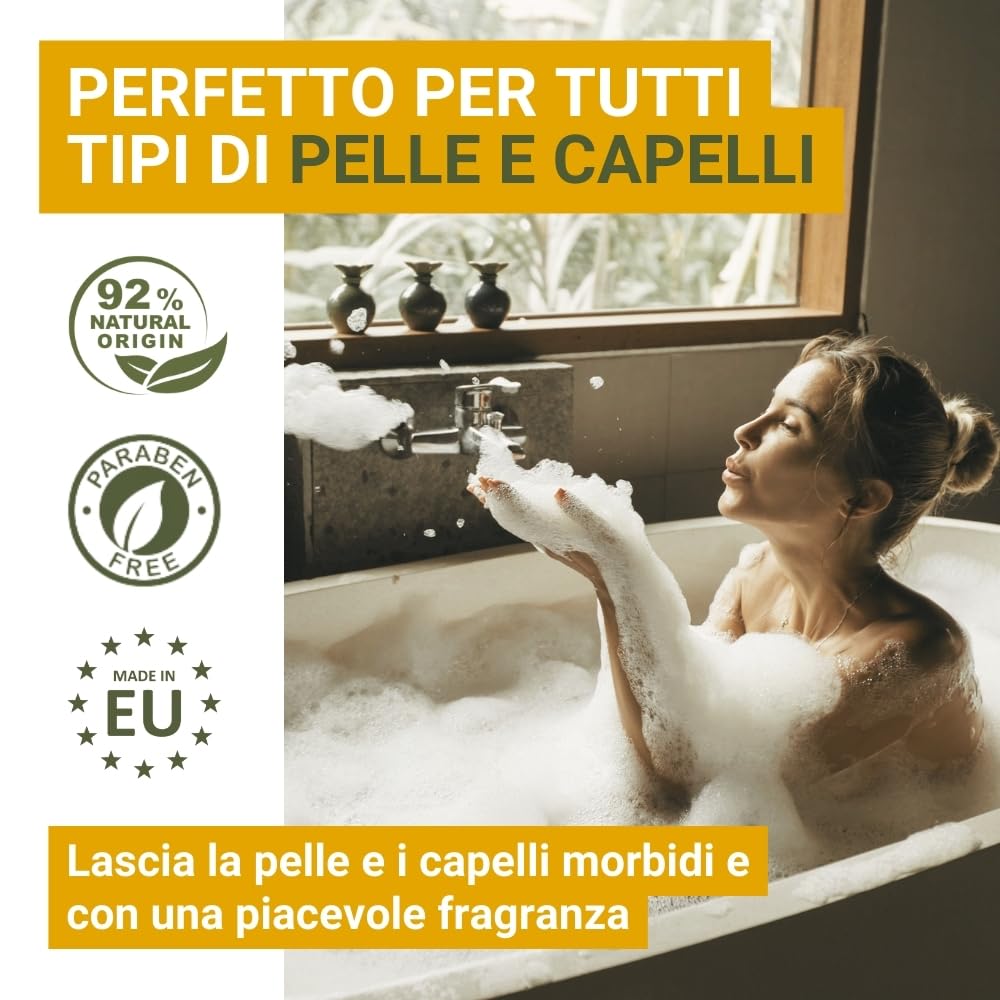 GPQ Gel/Shampoo 2 in 1 OLIVE 5 L Refill Balsamo senza Parabeni 92% NATURAL ORIGIN