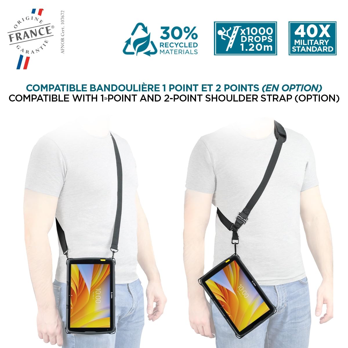 MOBILIS Custodia Robusta per Tablet Zebra ET40 ET45 8" con Impugnatura Anticaduta, Antiurto di Livello Militare, Copertura Protettiva Compatibile con gli Accessori Zebra, Materiali Riciclati, Nero