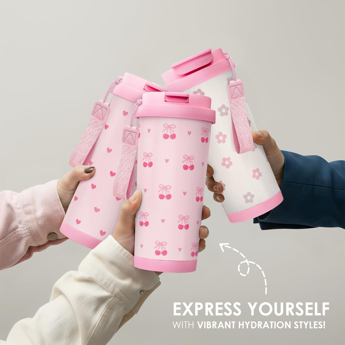 SANDJEST Cherry Tumbler - Stainless Steel 2-in-1 Lid Coffee Tumbler 18 oz, Insulated Travel Mug Gift for Women Girls Teen Mother, Birthday Christmas - Image 5