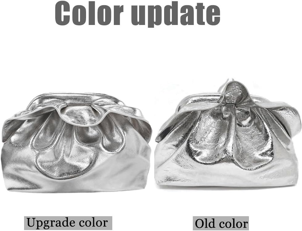Women's PU Leather Clutch Handbags Ruched Bag Purse Formal Evening Bag Small Elegant Dressy Handbag