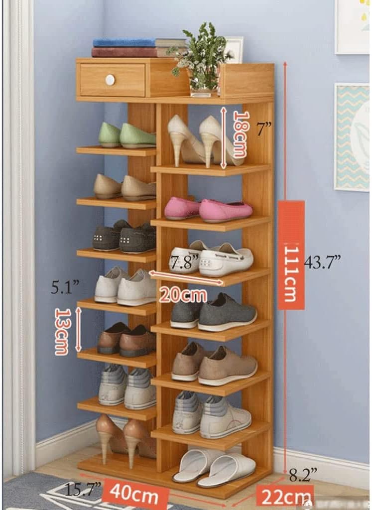 Shoe Rack Free Standing Shoe Racks Simple Classic 8-Tier with Drawer Shoe Shelf Large Capacity Home Shoe Storage Organizer Stable Durable Star of Light (Shoe Rack a)