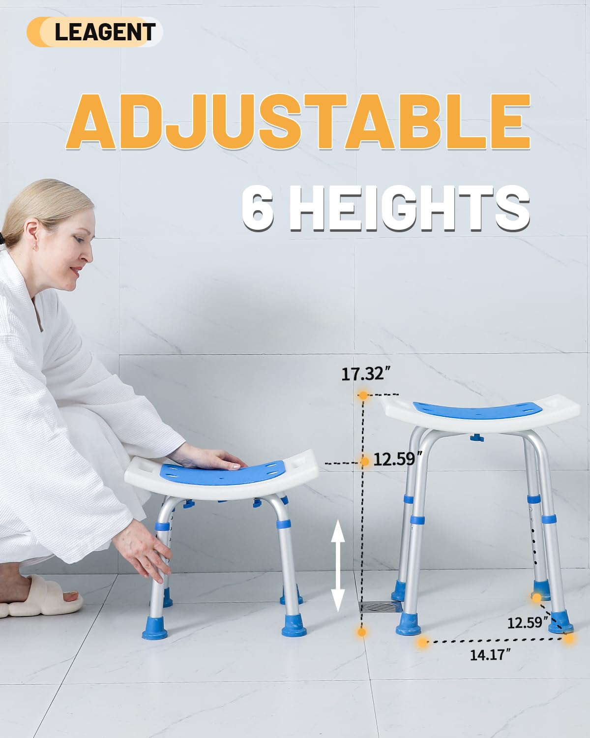 FSA HSA Eligible Shower Chair for Inside Tub, Shower Stool for Inside