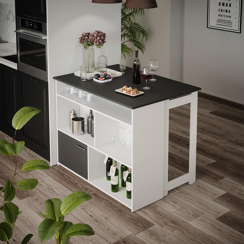 Vicco Tavolo bar alto Dominic, Antracite/bianco, 116 x 37 cm