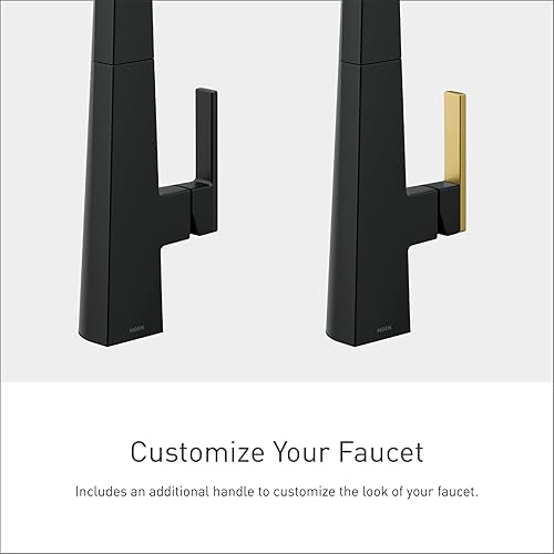 Miniatura 3 de Moen Nio S75005BL - Grifo de cocina desplegable de un solo mango negro mate con limpieza eléctrica, mango de acento incluido para personalizar,